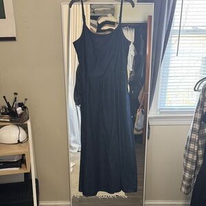 Women’s Denim Midi Dress with Spaghetti Straps